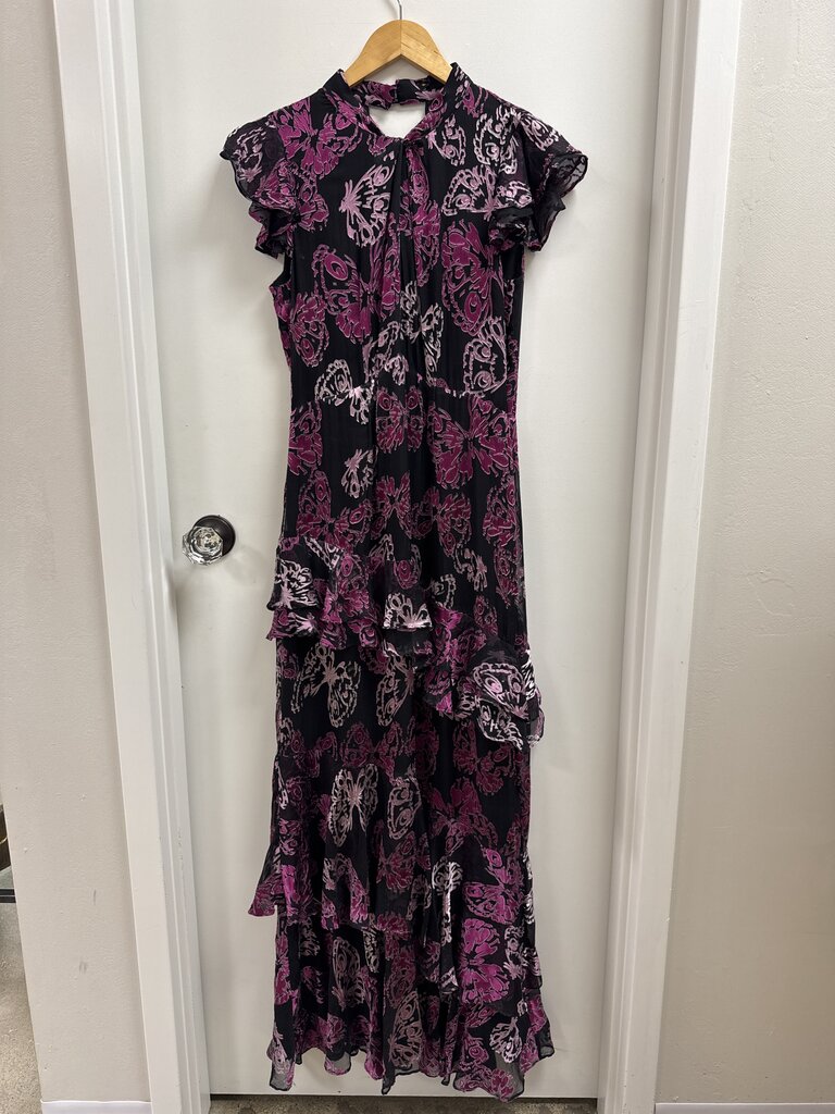 Whistles Black And Purple Velvet Maxi Dress