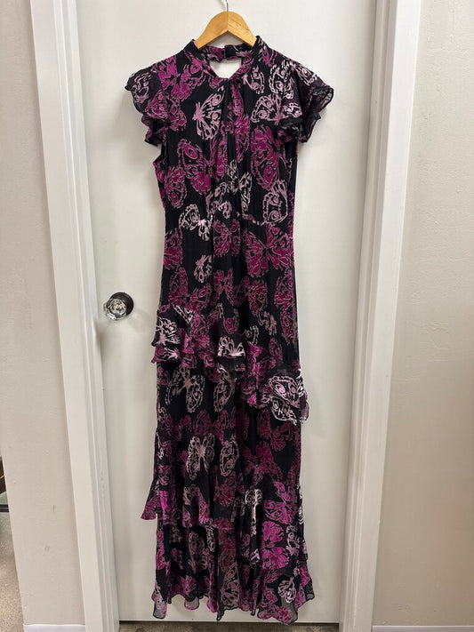 Whistles Black And Purple Velvet Maxi Dress