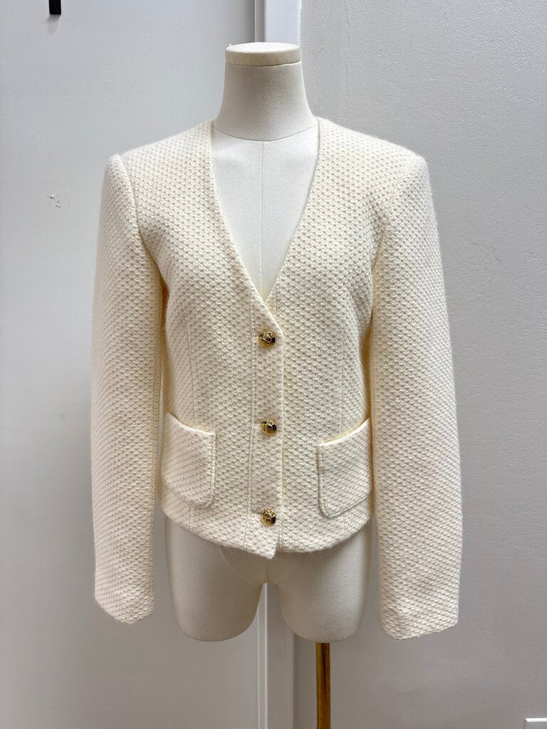 Anine Bing Ivory Tweed Cropped Jacket