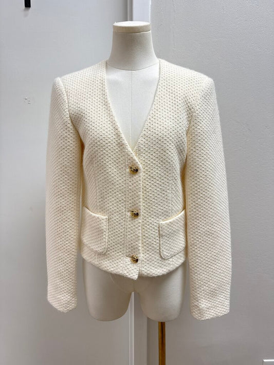 Anine Bing Ivory Tweed Cropped Jacket