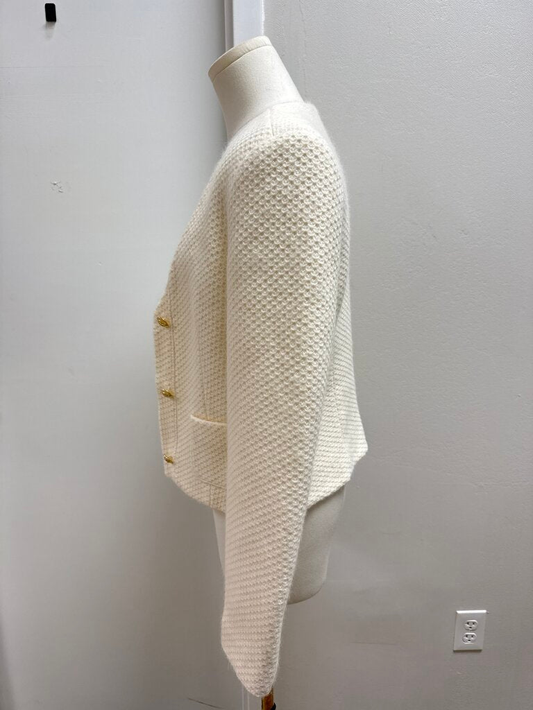 Anine Bing Ivory Tweed Cropped Jacket