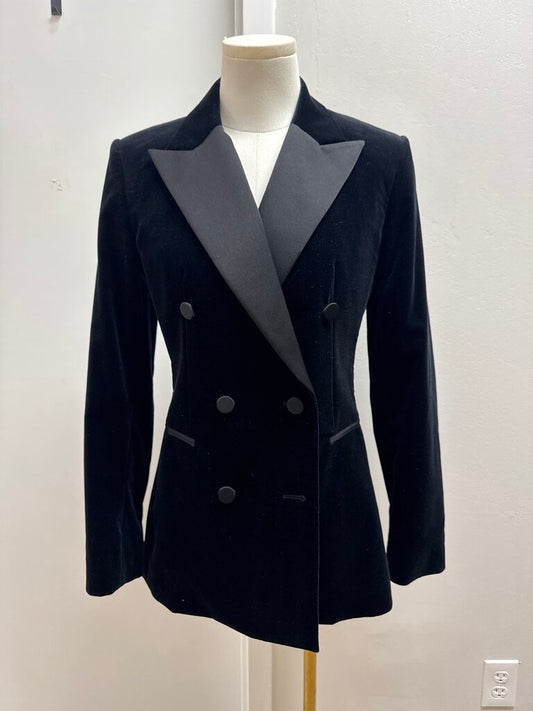 Theory Black Stretch Velvet Blazer NWT