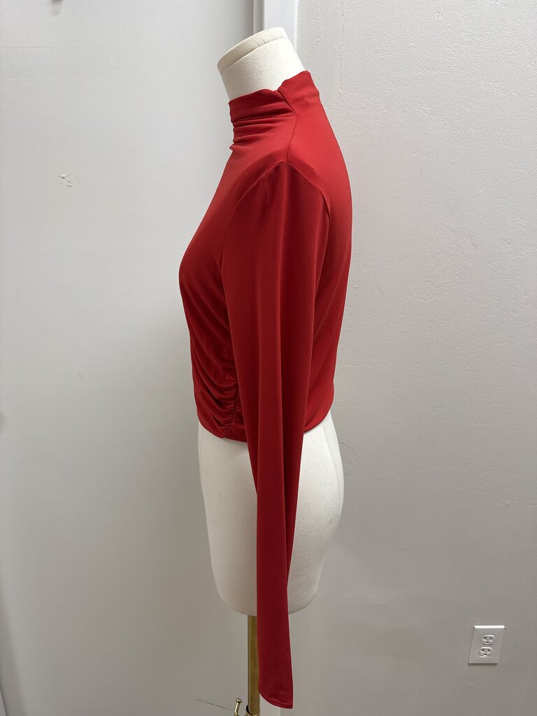 A.L.C. Red Jersey Mock Neck Top