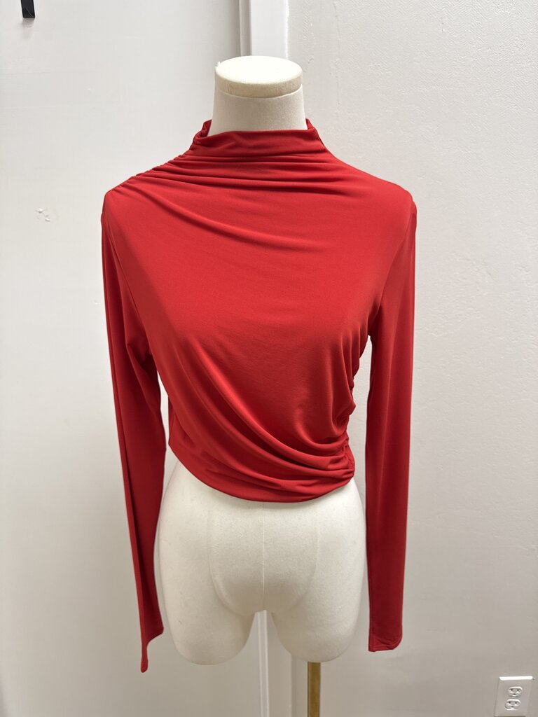 A.L.C. Red Jersey Mock Neck Top