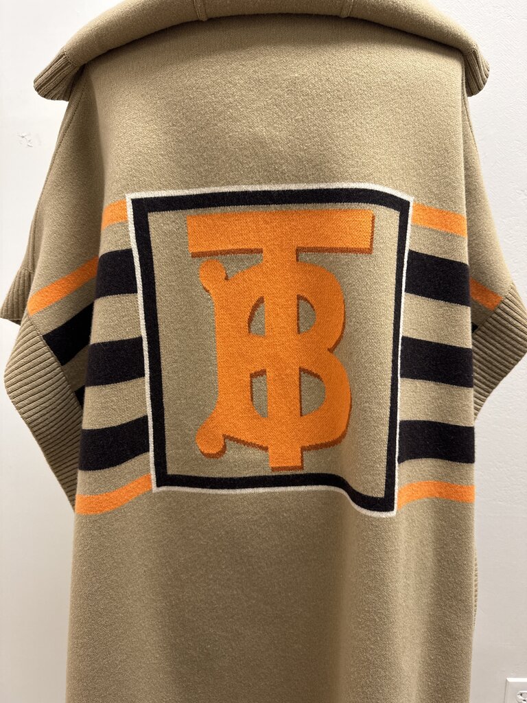 Burberry Tan Logo Hooded Open Front Sweater