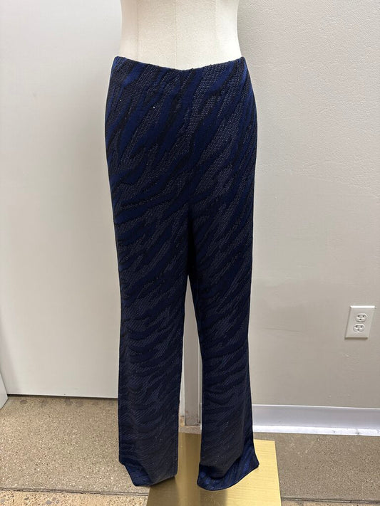 St. John Blue Sequin Knit Stretch Pull On Pant NWT