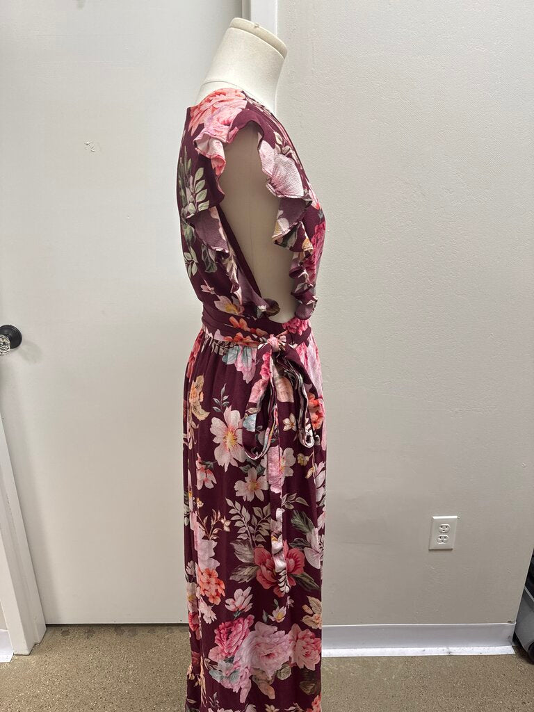 Majorelle Maroon Floral Wrap Maxi Dress