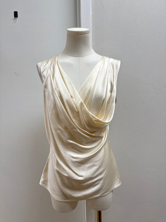 St John Ivory Cowl Neck Shell