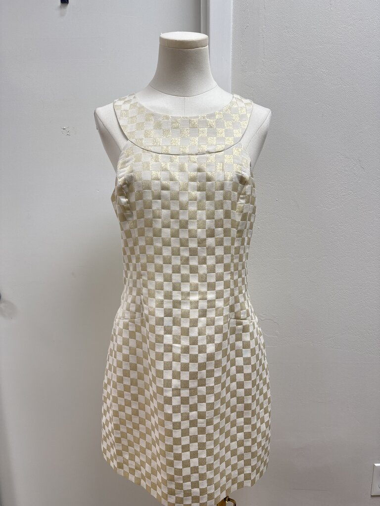 Lilly Pulitzer White and Gold Checker Dress