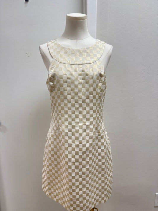 Lilly Pulitzer White and Gold Checker Dress
