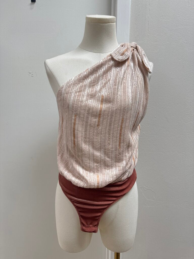 Misa Pink One Shoulder Bodysuit