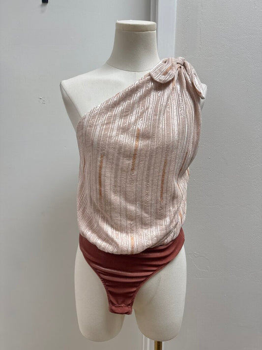 Misa Pink One Shoulder Bodysuit