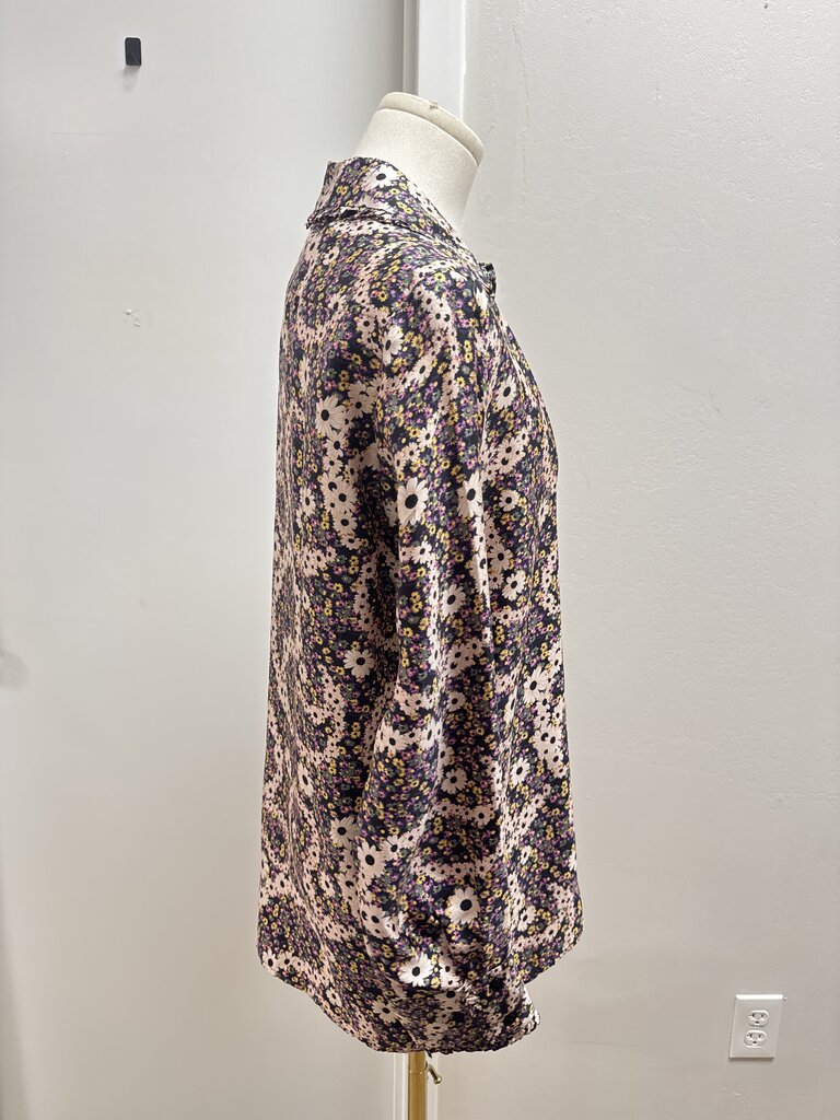 Sandro Black Floral Silk Blouse NWT