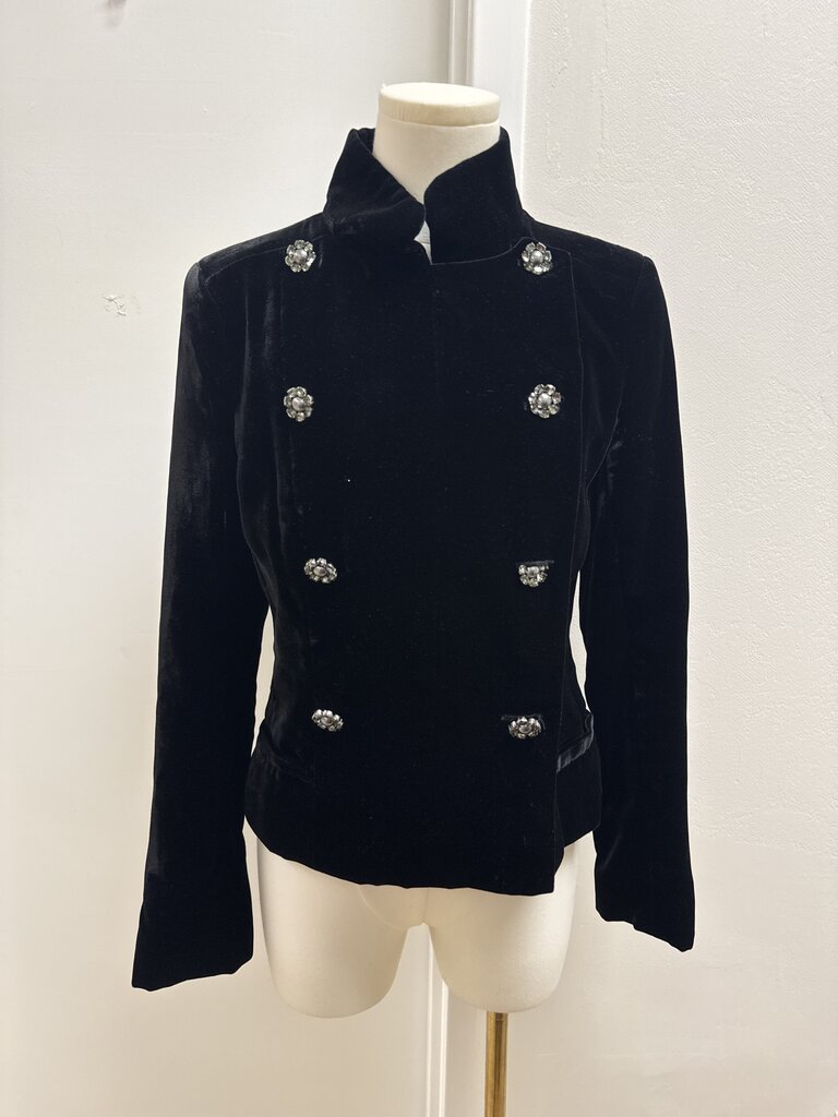 Chanel Black Velvet Double Breasted Jacket 08A