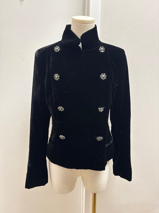 Chanel Black Velvet Double Breasted Jacket 08A