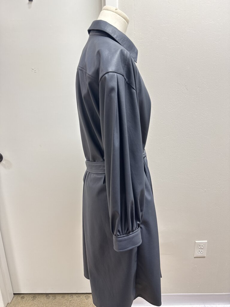 Brochu Walker Slate Blue Faux Leather Button Up Dress