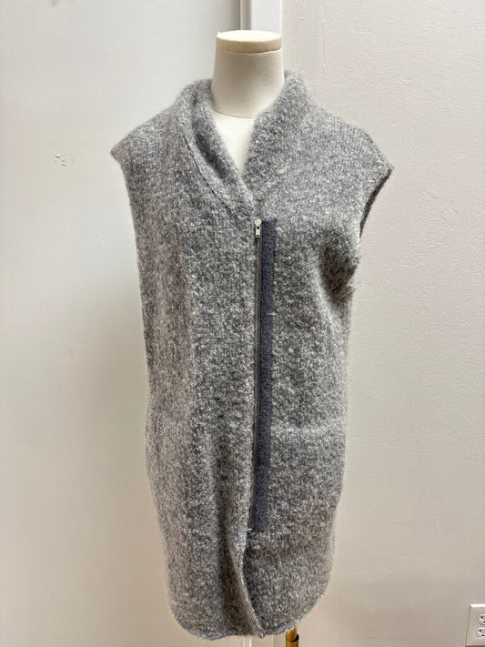 Christopher Fischer Grey Zip Up Long Vest