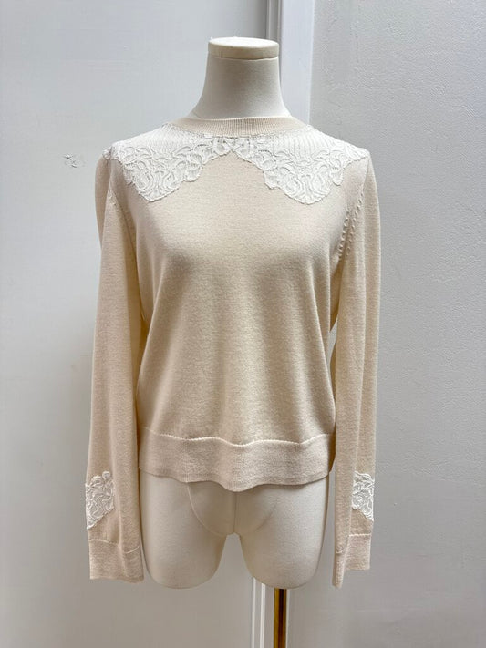 Jonathan Simkhai Cream and Lace Sweater