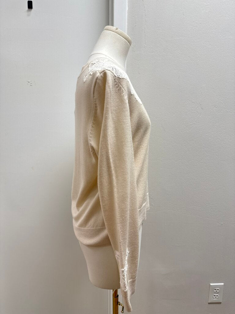 Jonathan Simkhai Cream and Lace Sweater