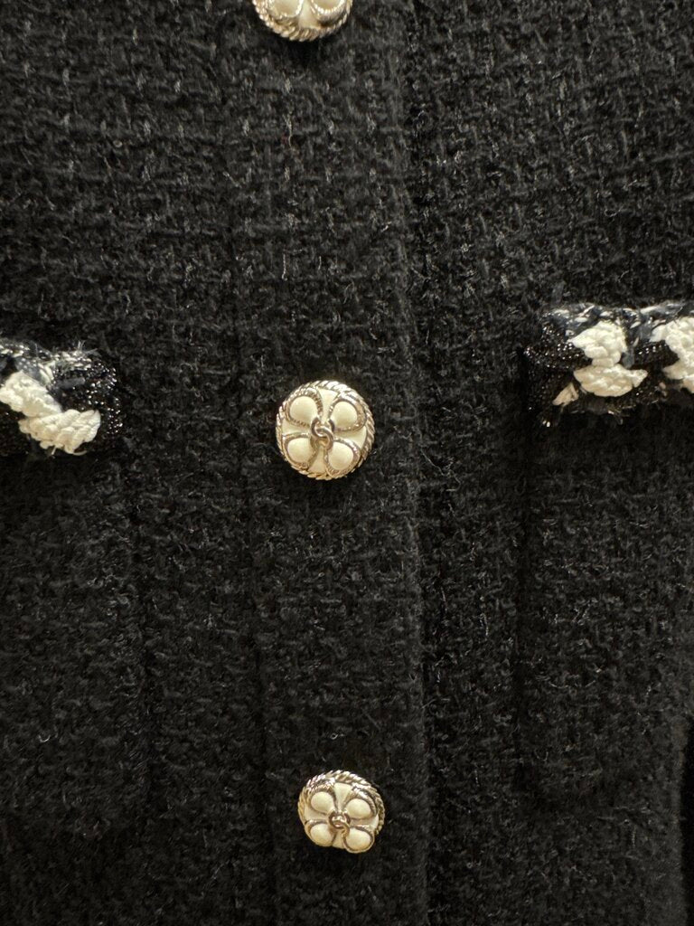 Chanel Black Tweed Cropped Blazer w/Garment Bag