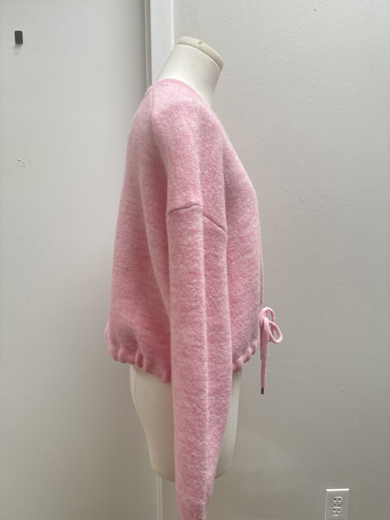 Maje Pink Marled Drawstring Bottom Sweater