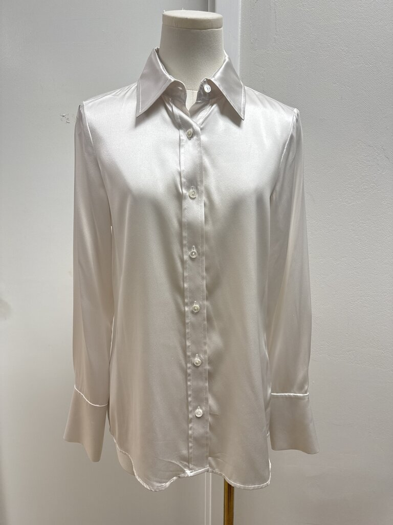 Ramy Brook White Silk Button Up