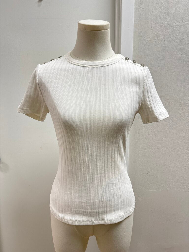 Veronica Beard White Ribbed Tee
