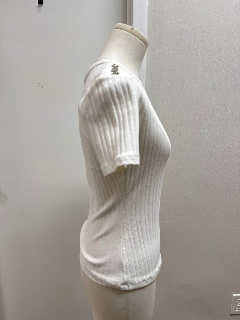 Veronica Beard White Ribbed Tee