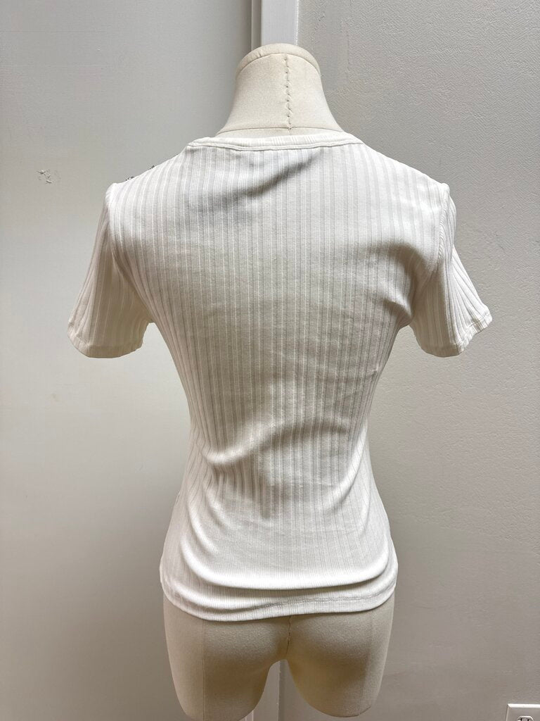 Veronica Beard White Ribbed Tee
