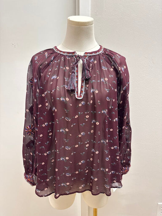 Ulla Johnson Maroon Floral Top