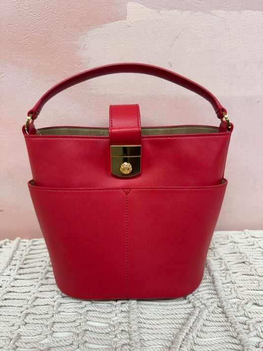 Veronica Beard Red Crest Bucket Bag w/Dust Bag