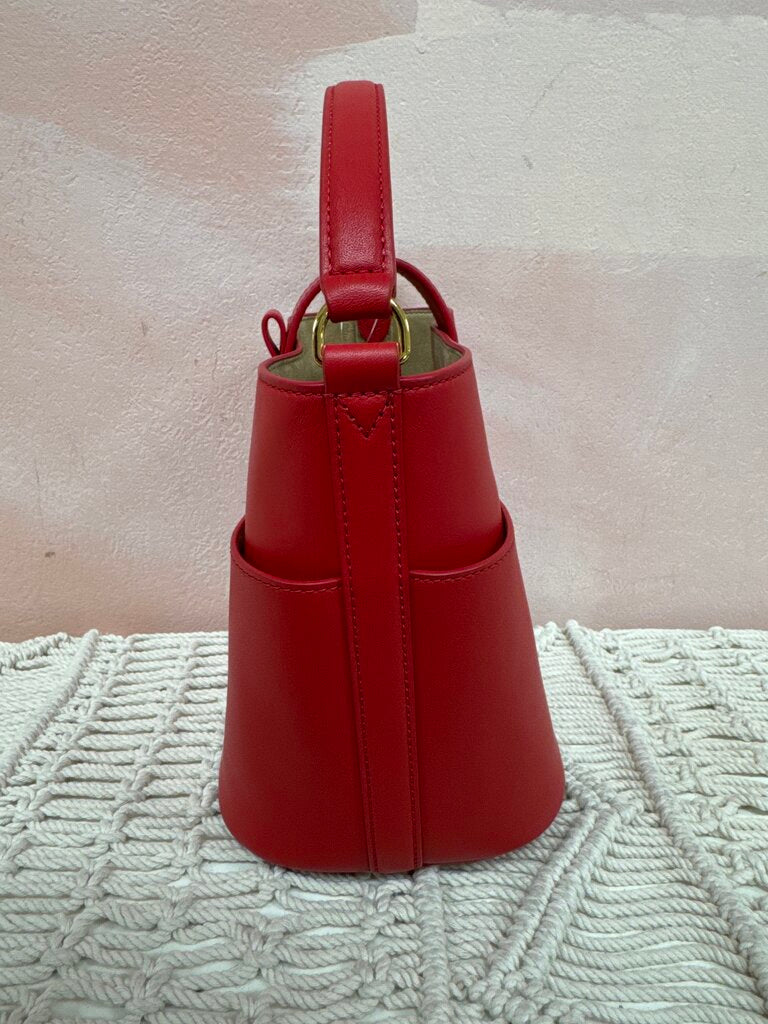 Veronica Beard Red Crest Bucket Bag w/Dust Bag