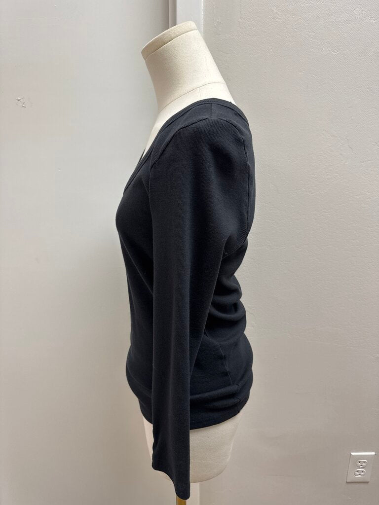 AYR Black Ribbed Scoop Neck Top