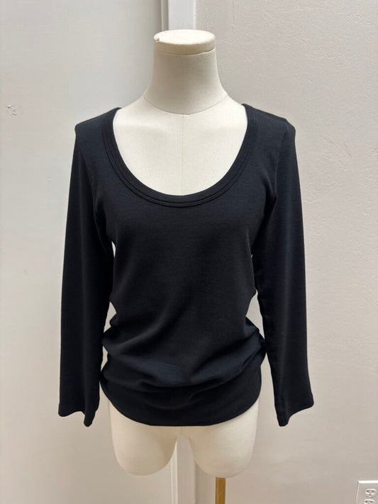 AYR Black Ribbed Scoop Neck Top