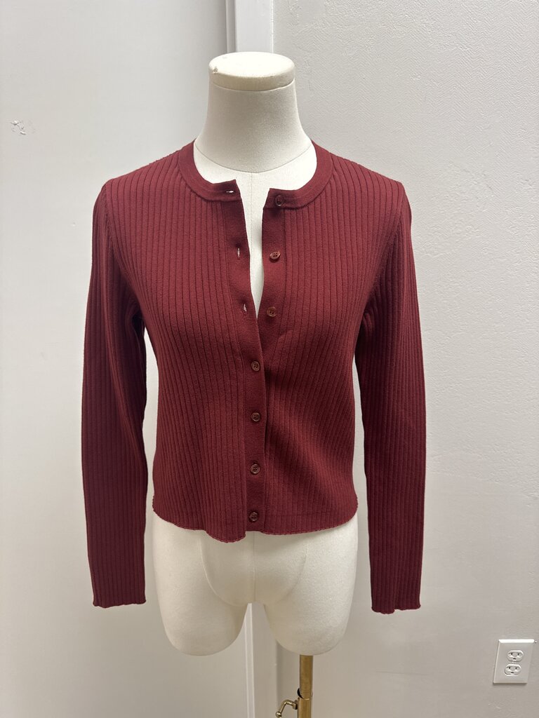 Reformation Maroon Ribbed Cardigan