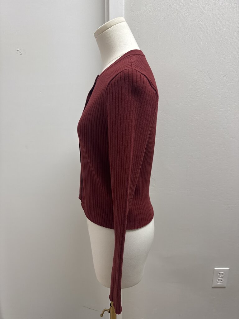 Reformation Maroon Ribbed Cardigan