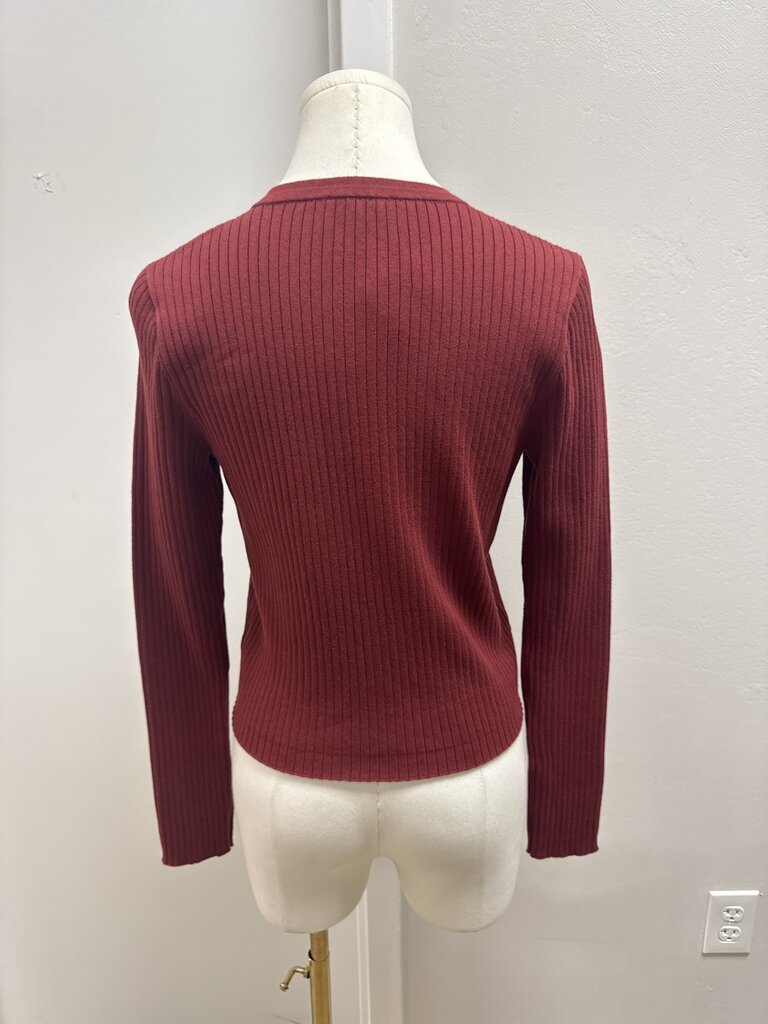 Reformation Maroon Ribbed Cardigan