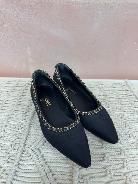 Chanel Black Chain Detail Flats (As Is)