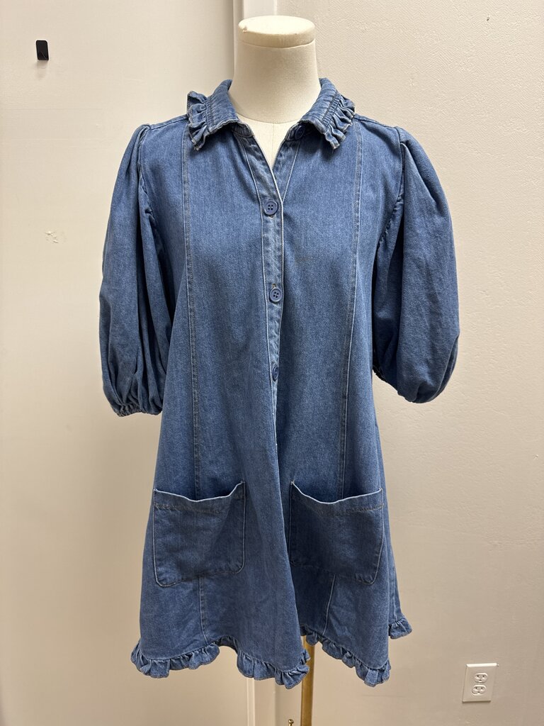 Karlie Denim Puff Sleeve Dress