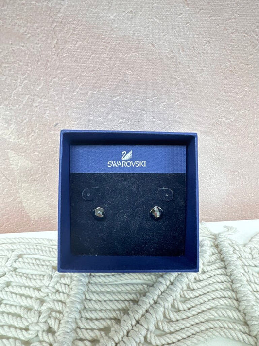 Swarovski Black Crystal Stud Earring w/Box