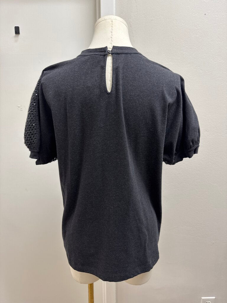 Brunello Cucinelli Grey Puff Sleeve Sequin Top