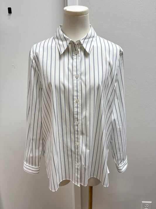 Theory White Striped Button Up