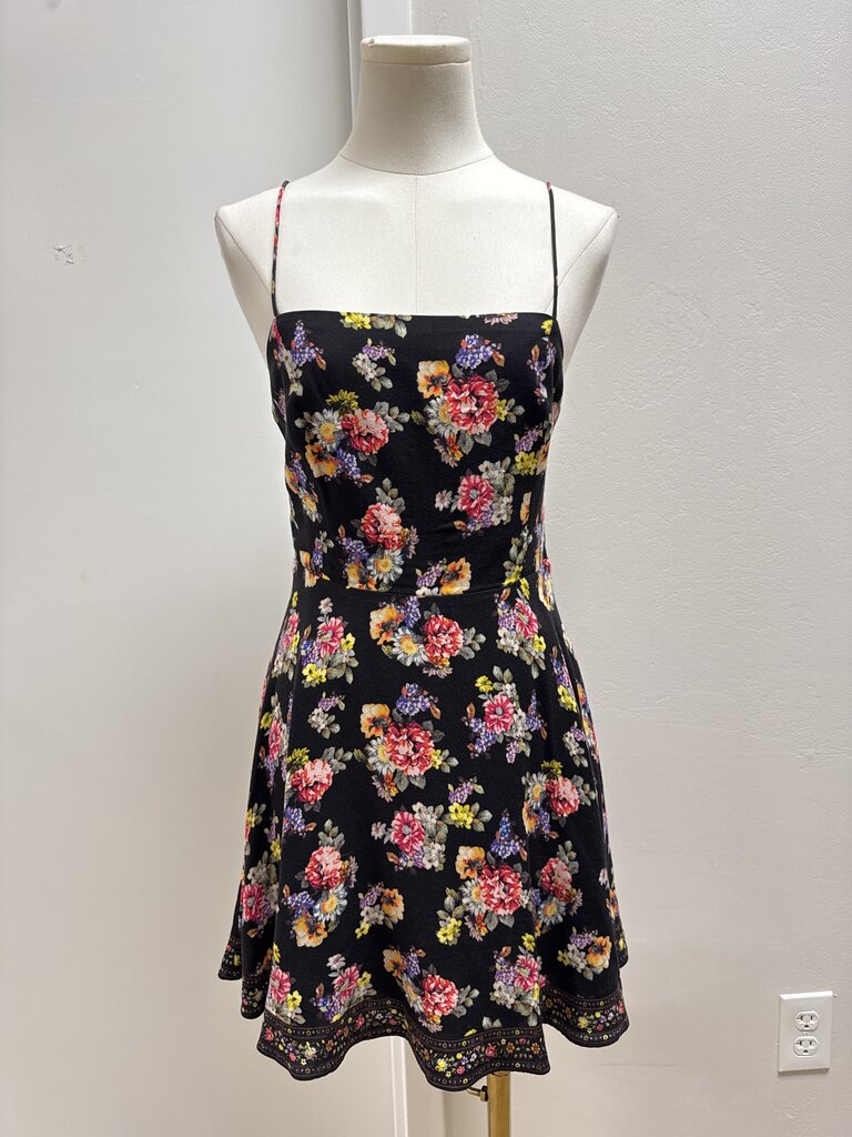 Alice + Olivia Black Floral Mini Dress