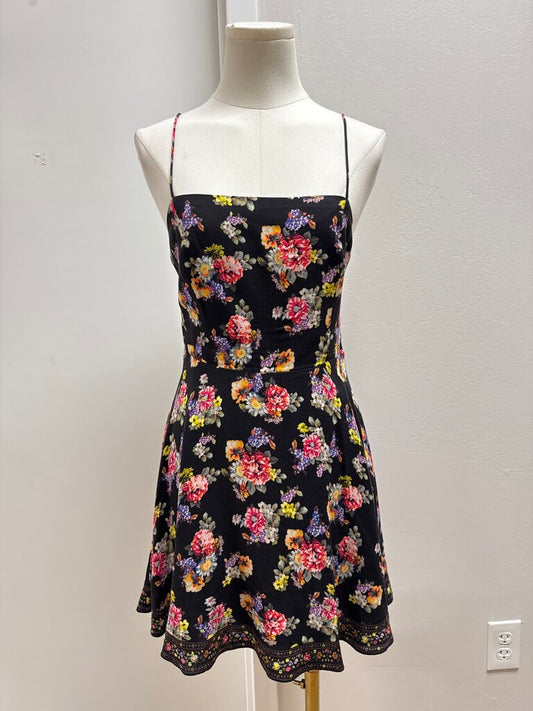 Alice + Olivia Black Floral Mini Dress