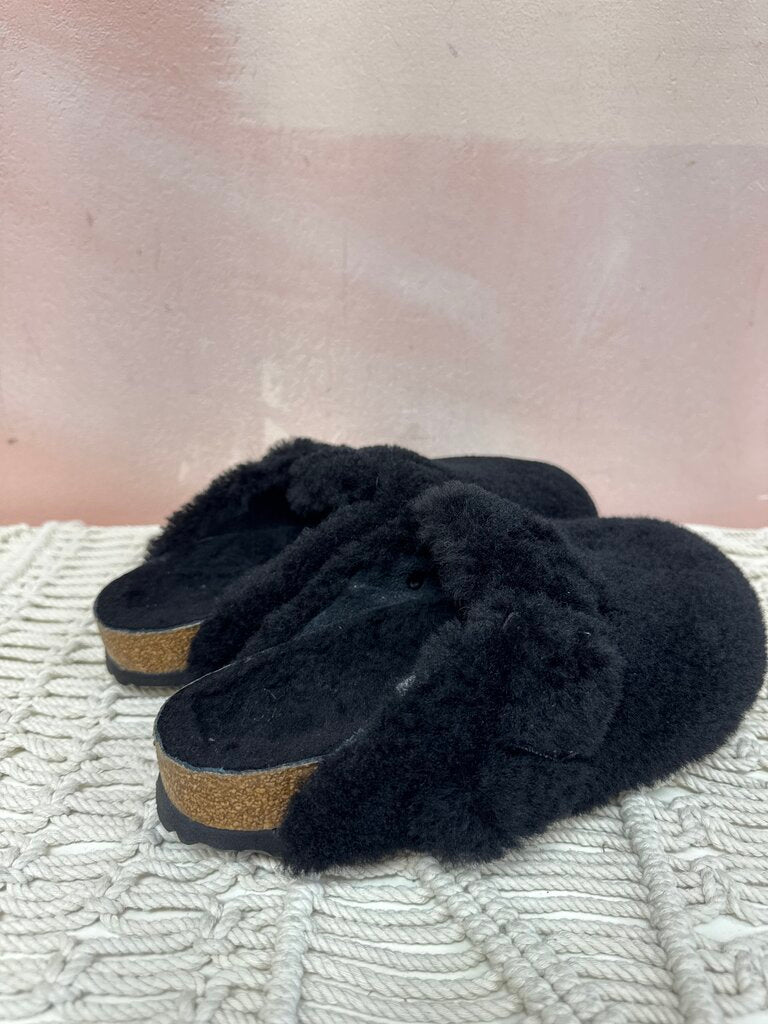 Birkenstock Black Shearling Mule