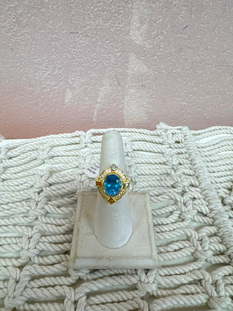 Sterling Blue Topaz Antique RIng