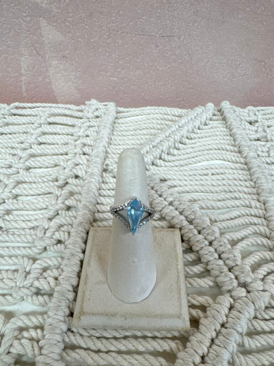 Sterling Blue Topaz Geo Ring
