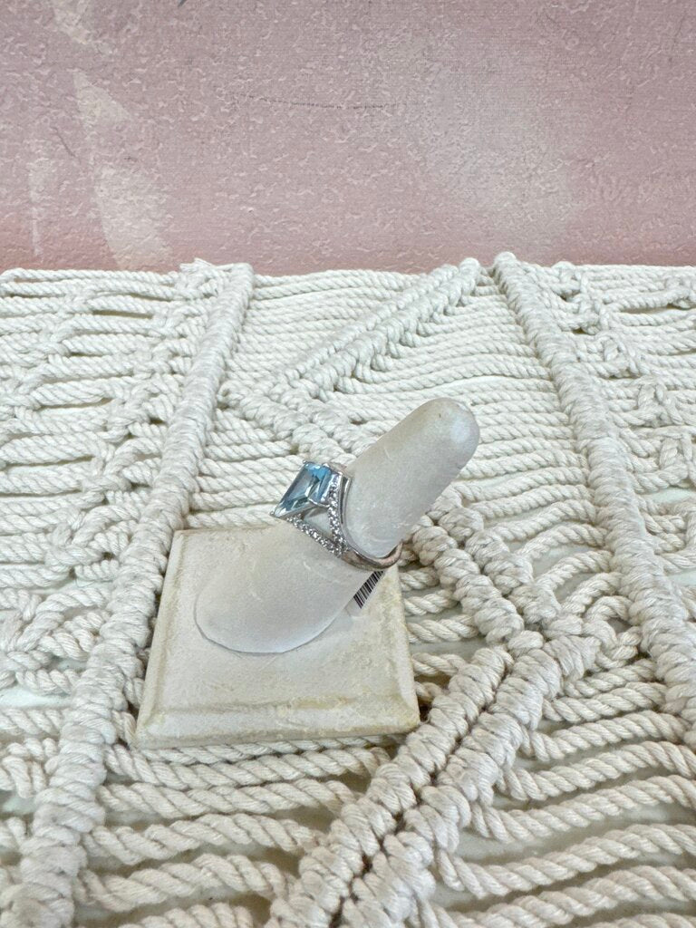 Sterling Blue Topaz Geo Ring