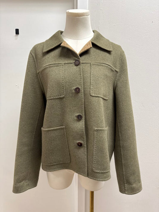 Lafayette 148 Olive Wool Cropped Jacket