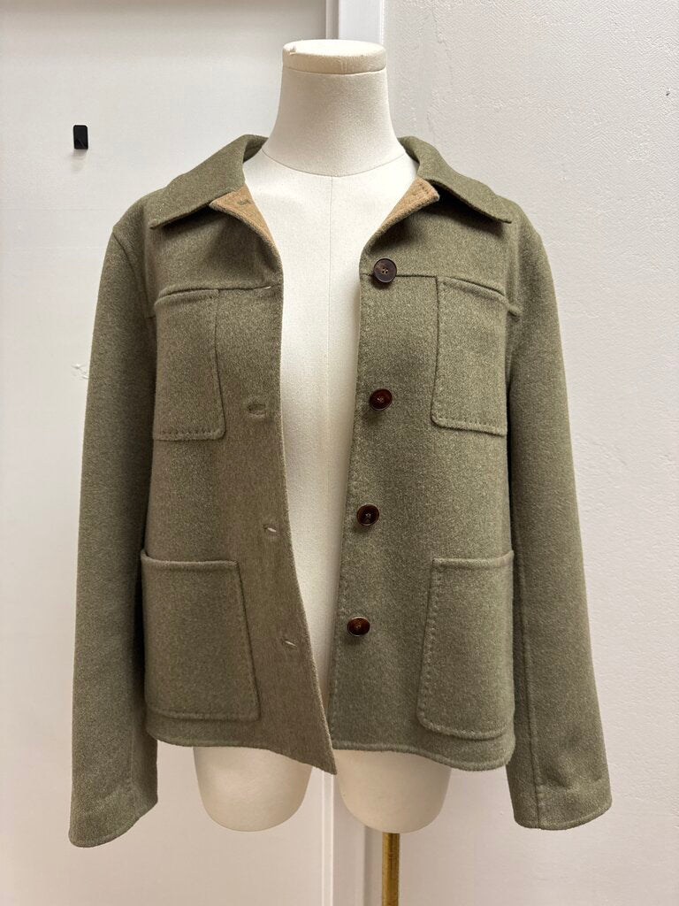 Lafayette 148 Olive Wool Cropped Jacket